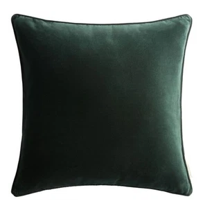Oversized 30” X 30” Faux Mohr Green Cotton Velvet Piping Pillow Cover - Picture 1 of 2