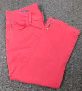 NYDJ Women's Ariel Crop Red Capri Lift Tuck Tech 8 (32x20) Stretch Studded - Picture 1 of 10