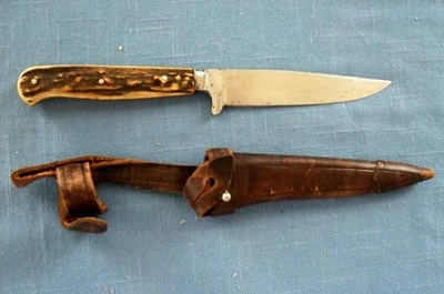 Vintage 1950's Puma Jagdnicker Stag Handle Fixed Blade Knife has Sheath.~.Rare - Image 1 of 4