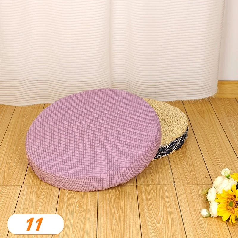 Funda de asiento de puf tejida cubierta de cojín de asiento de piso tela suave elástica cubierta de taburete Foto 1 de 4