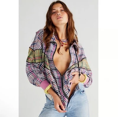 Free People пенни Track куртка розовый клетку комбо ценник $148 новый с ярлыками - Изображение 1 из 4