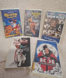 VHS Disney Lot/5 101 & 102 Dalmations Oliver&co. Homeward Bound II Snow Dogs - Picture 1 of 6