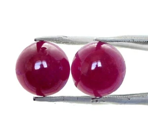 Natürlicher runder Cabochon Rubin 7 mm Paar 4,08 cts lose zertifizierte Edelsteine - Bild 1 von 6