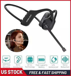 Bluetooth Headset Open Ear Wireless Headphones with Boom Noise Cancelling Mic US - Picture 1 of 18