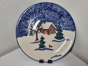 Libbey Hütte im Schnee Weihnachten Essteller 10" Menge 4 Vintage kein Glas - Bild 1 von 3