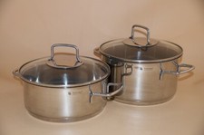 WMF - Cromagan - due pentole - 20 cm - con coperchio - 18/10 - 11 e 9 cm di altezza