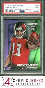 2014 PANINI PRIZM SILVER #216 MIKE EVANS RC BUCCANEERS HOLDING OUT BALL PSA 9