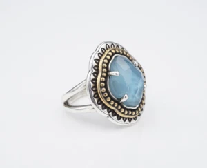 James Avery Blue Quartz Heirloom Quatrefoil Triplet Ring Sterling Sz 7.5 RS3712 - Picture 1 of 4