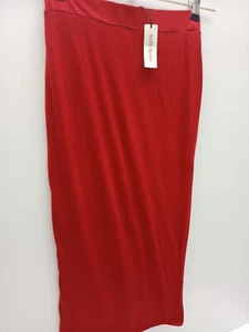 River Island size UK 6 Long Red Stretchy Skirt Elasticated Waist Length 30" BNWT - Picture 1 of 20
