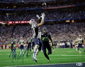 ROB GRONKOWSKI SIGNED 11x14 PHOTO SUPER BOWL XLIX PATRIOTS LEGEND BECKETT BAS - Picture 1 of 3