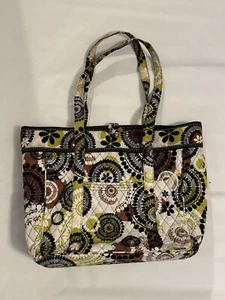 **Vera Bradley Quilted Commuter Laptop Tote Bag In Cocoa Moss Print** - Picture 1 of 10