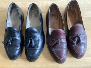 Allen Alden Mens Tassel Loafers:  9.5 B/D Black & Burgundy (lot of two pair)