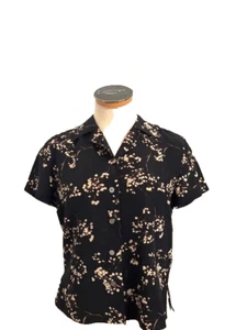 Ellen Tracy 100% Silk Blouse Brown, Black Beige Sz 4 - Picture 1 of 8