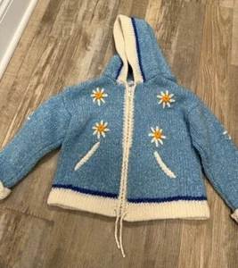 The Sweater Venture Girls Sweater Size 4 Full Zip Hooded Wool Blend - Picture 1 of 3