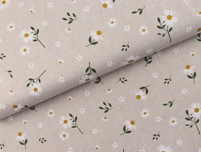 CANVAS Stoff Leinenoptik Dekostoff Gänseblümchen Margariten NATUR EUR 16,98/m - Bild 1 von 2