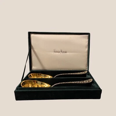 VINTAGE NEIMAN MARCUS Strawberry Spoon Set OF 2 Godinger Silver Art Limited - Image 1 of 4