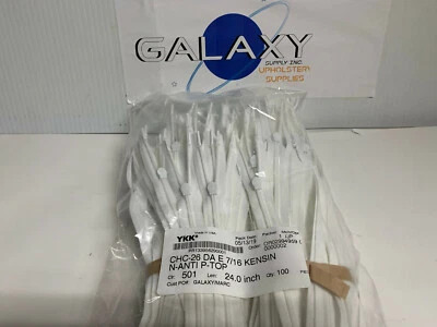 YKK #3 Invisible Nylon Coil Non-Separating (Close End) Zipper White 24" x 100 Pc - Image 1 of 3