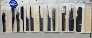 Vintage Comair Blue Comb Pick Combo Blue Set of 12 With Case - Picture 1 of 15