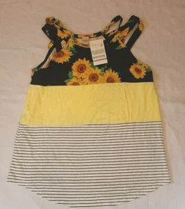 Canotta donna 7th Ray elasticizzata con spalline a righe girasole grande nuova con etichette prezzo al dettaglio consigliato $32,95 - Foto 1 di 3