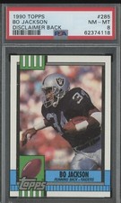 1990 Topps #285 Bo Jackson Los Angeles Raiders Disclaimer Back PSA 8 NM-MT