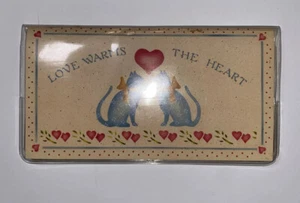 “Love Warms The Heart” Cat Themed Check Book Cover - Cottage Core, Vinyl - Picture 1 of 11
