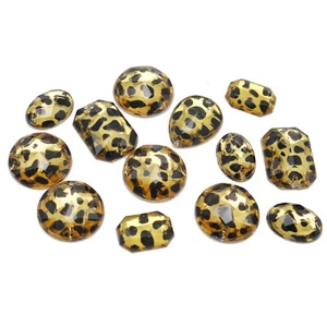 100 gemas de estrás de costura de oro leopardo acrílico de espalda plana coser en cuentas - Imagen 1 de 6