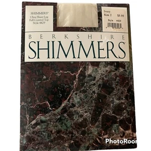 Berkshire Shimmers #4429 Ivory Pantyhose Ultra Sheer Leg Full Control Top Sz 2 - Picture 1 of 2