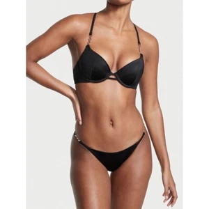 Conjunto de bikini negro VICTORIA’S SECRET parte superior inferior con aros push up 34D/mediano - Imagen 1 de 18