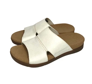 Spenco Sunrise Sandals Slides Womens Size 5.5 B Suede Cream Shimmer Comfort - Picture 1 of 16