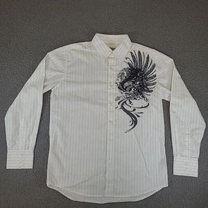 Bruno New York Shirt Mens Medium Graphic Print Casual Button Down Rock n Roll - Picture 1 of 12