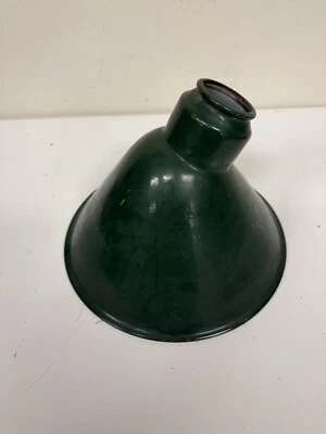 Vintage Green Porcelain Industrial Gas / Oil Light Enamel Angled 10" Diam. Shade - Image 1 of 4