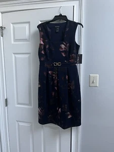 An Focus Women New Dress Size 10 Dark Blue Multi Blue And Purple Color Free Ship - Picture 1 of 15