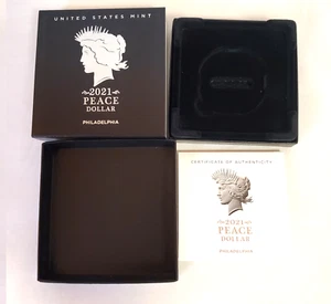 2021 P Peace Dollar Empty Box No Coin,No Capsule w/COA. - Picture 1 of 4