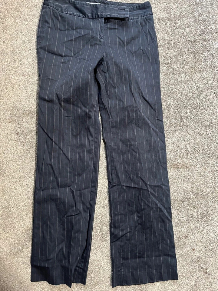 Pantalón Pantalón Ann Taylor Tela Italiana Fina Talla 00P Azul a Rayas Pierna Ancha Foto 1 de 4