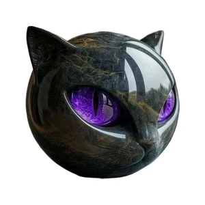 Black Cat Stone Sculpture – Elegant Home Décor & Gift -Cat Stone Carving /ym/l - Picture 1 of 28