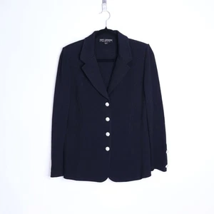 ST. JOHN Basics Summer Wool Sweater Knit Blazer Black Long Sleeve Women's 12 - Picture 1 of 8