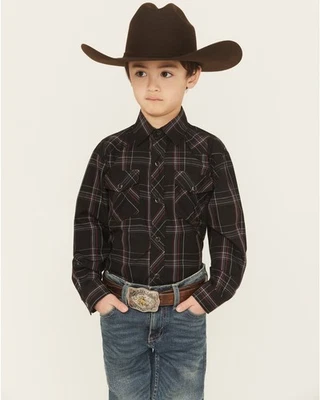 Roper Boys' Plaid Print Long Sleeve Snap Stretch Western Shirt - - Image 1 of 4
