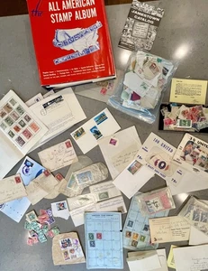 Vintage U.S. STAMP ALBUM partially filled plus 1000+ loose stamps - Estate Sale - Picture 1 of 23