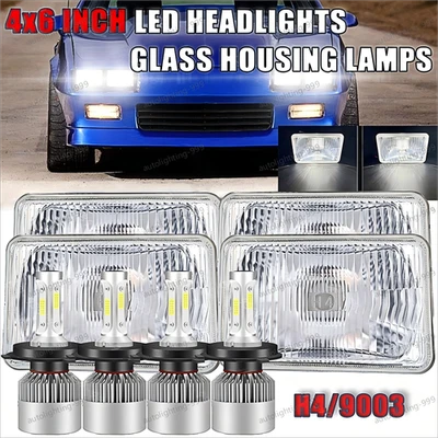 4PCS 4x6 LED Headlights Hi-Lo Beam For Chevy Camaro 1982-1992 Caprice El Camino - Изображение 1 из 4