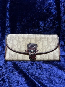 RARO Dior Romantico Portafoglio Lungo PVC Cuore Monogramma Trotter Vintage anni 2000 - Foto 1 di 12