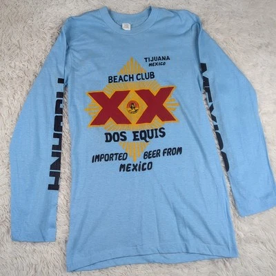 Camiseta Turista Mexicana Dos Equis Beach Club Años 80 De Colección Tecate Talla XL Azul Foto 1 de 4
