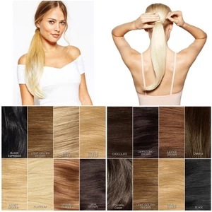 Hershesons Invisible Ponytail Piece Extensions Straight Clip In Extension Deluxe - Picture 1 of 10