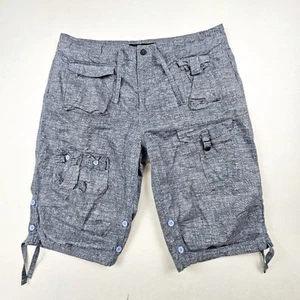 Sean John Classic Flight Cargo Shorts Mens 38 Blue & Black Lightweight Cotton - Picture 1 of 9