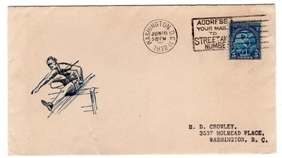 #719 Olympics 1932 Washington DC FDC - Planty #55  VERY Scarce Gorham - Image 1 of 2