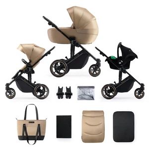 Sistema da viaggio 3 in 1 Kinderkraft Prime 2 passeggino passeggino carrozzina rosa sabbia beige - Foto 1 di 10