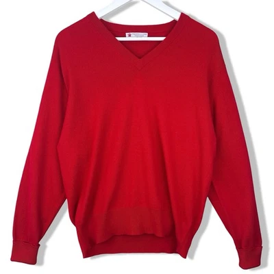 Jersey de cachemir Turnbull & Asser rojo cuello en V para hombre pequeño Foto 1 de 4