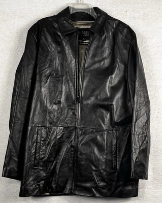 VTG Wilsons Leather Pelle Studio Black Thinsulate Jacket Mens M Zip Front Coat - Image 1 of 4