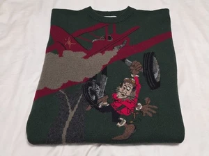 Iceberg Vintage Y2K RED BARRON in Trouble Pullover Sweater SZ XL - Picture 1 of 12