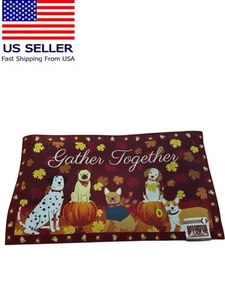Alfombra de puerta Fall Harvest Gather Together estampado de perro tamaño 15 X 25 nueva - Imagen 1 de 2