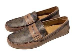 Mocasines Coach Mott Driver Signature marrón sin usar, puntera, zapatos para hombre talla 10D - Imagen 1 de 20